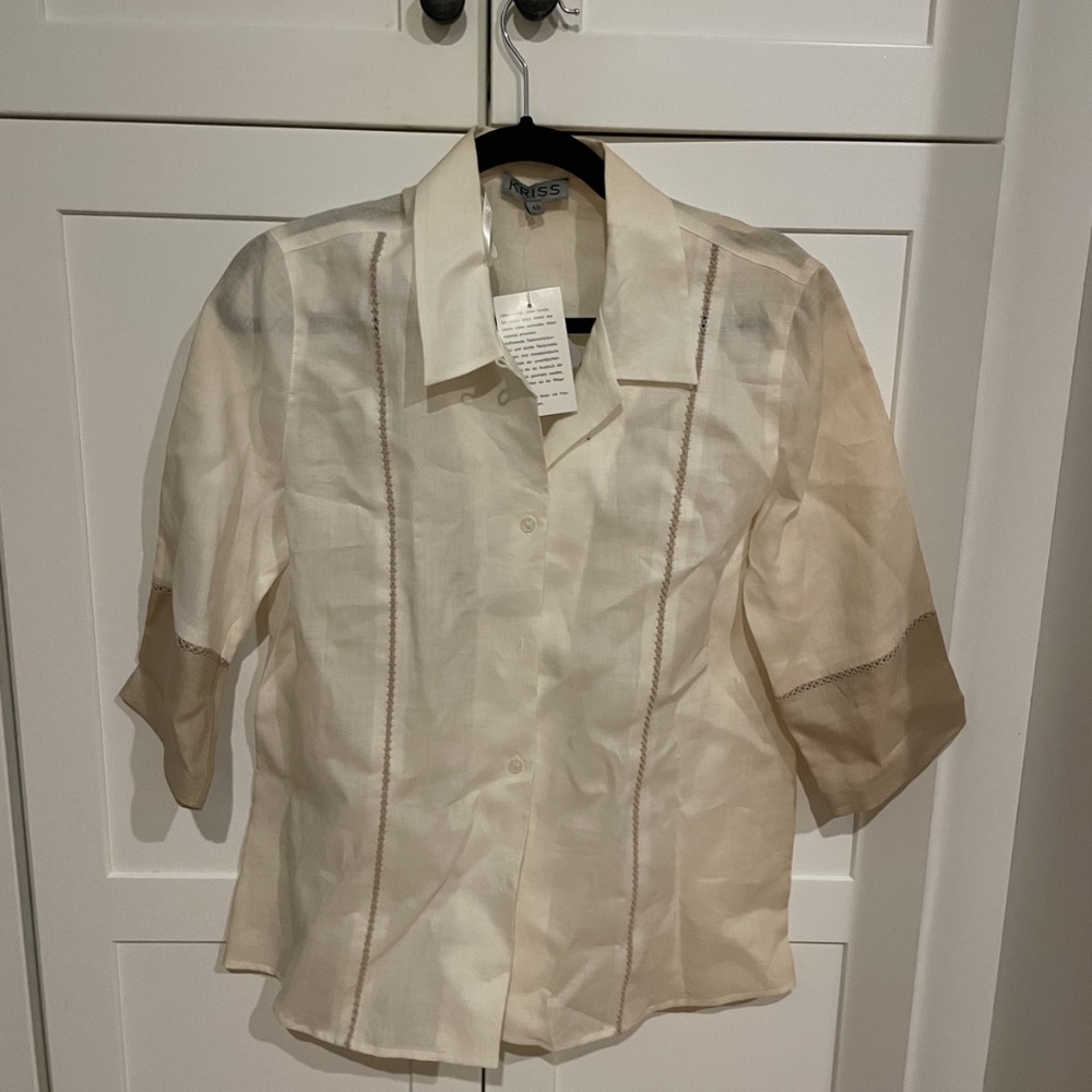 NWT 100% Linen Swedish Top, Brand "Kriss," US Size 10, Swedish size 40 - Picture 5 of 5